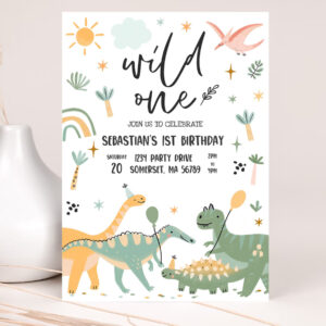 editable dinosaur birthday party invitation dinosaur wild one 1st birthday party invite jurassic t rex birthday party invitation 2