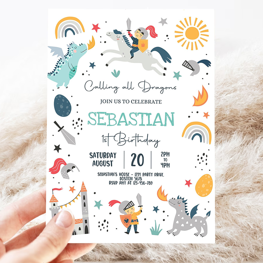 editable dragon birthday party invitation dragons and knights birthday mythical magical creatures birthday party 3