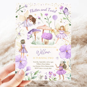 editable fairy birthday invitation whimsical enchanted pixie fairy party magical floral fairy princess party invitation decor 3