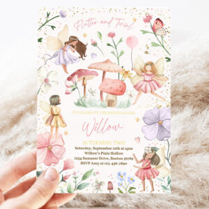 editable fairy birthday invitation whimsical enchanted pixie fairy party magical floral fairy princess party invite 3