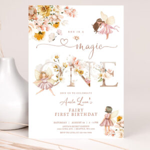 editable fairy magic one birthday invitation butterfly magical wildflower garden fairy fairy birthday invite 2