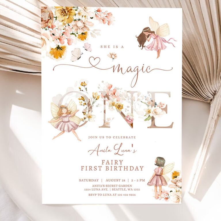 editable fairy magic one birthday invitation butterfly magical wildflower garden fairy fairy birthday invite 5
