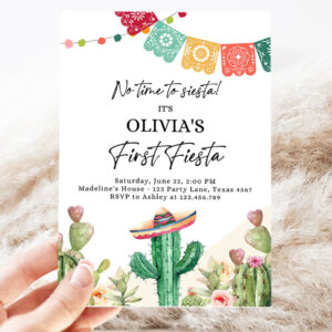 editable fiesta invitation first fiesta birthday mexican cactus succulent desert floral girl kids printable invitation 3