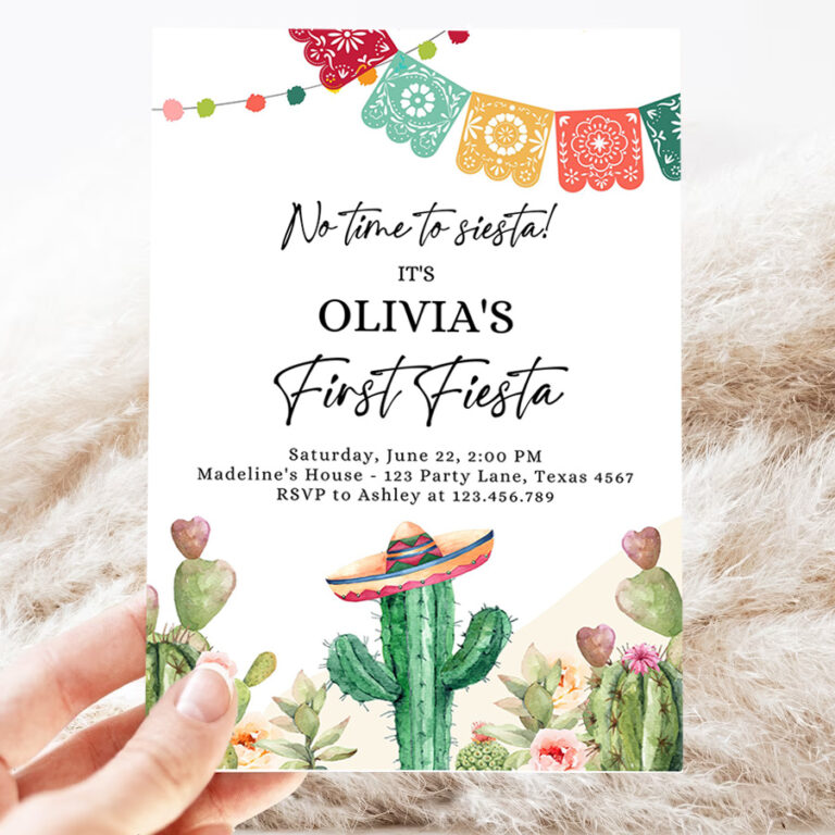 editable fiesta invitation first fiesta birthday mexican cactus succulent desert floral girl kids printable invitation 3
