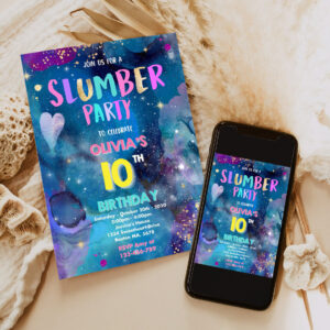 editable galaxy birthday party invitation galaxy slumber party invitation tween galaxy starry night sleepover party 6