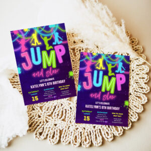 editable glow jump invitation neon jump birthday invite jump and glow party bounce house glow in the dark jump party 7