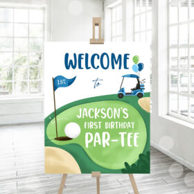 editable golf birthday welcome sign 1st birthday boy hole in one party first birthday par tee golfing golf welcome birthday 1