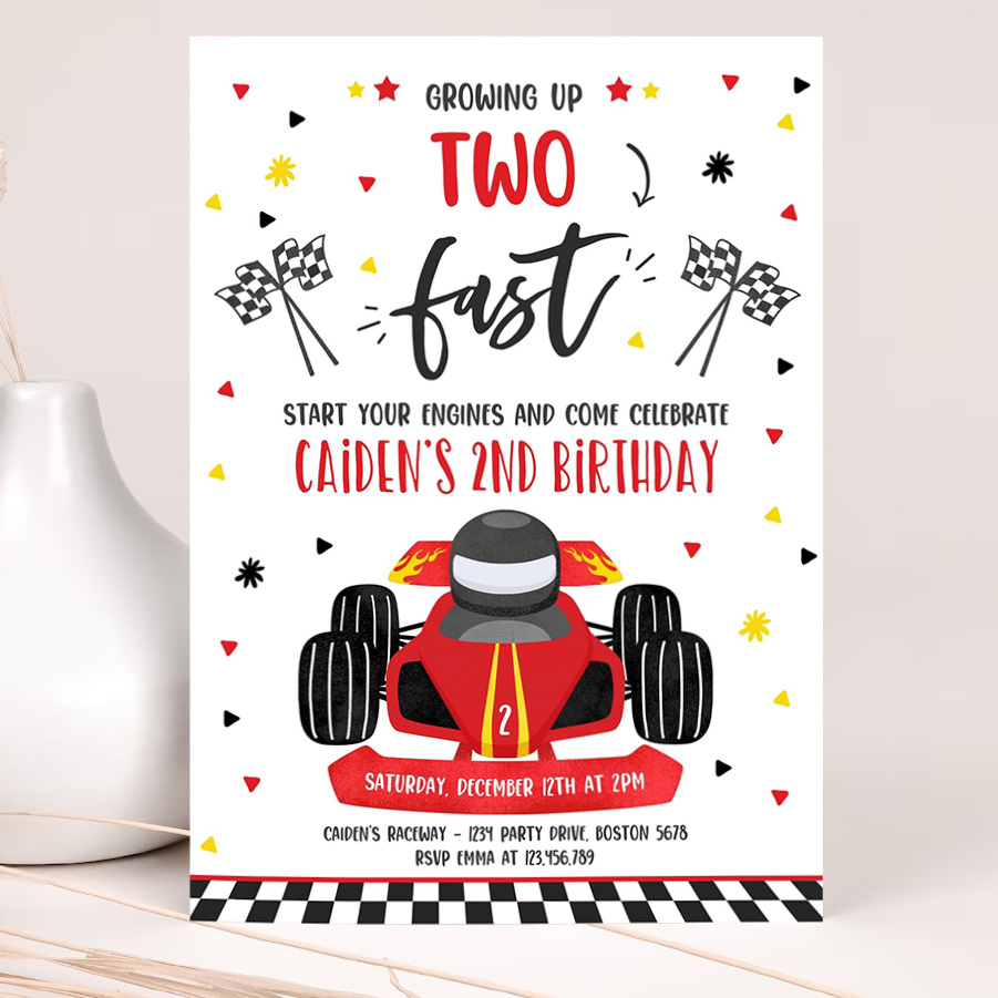 editable growing up two fast birthday invitation race car two fast birthday two fast boy race car 2nd birthday party 2
