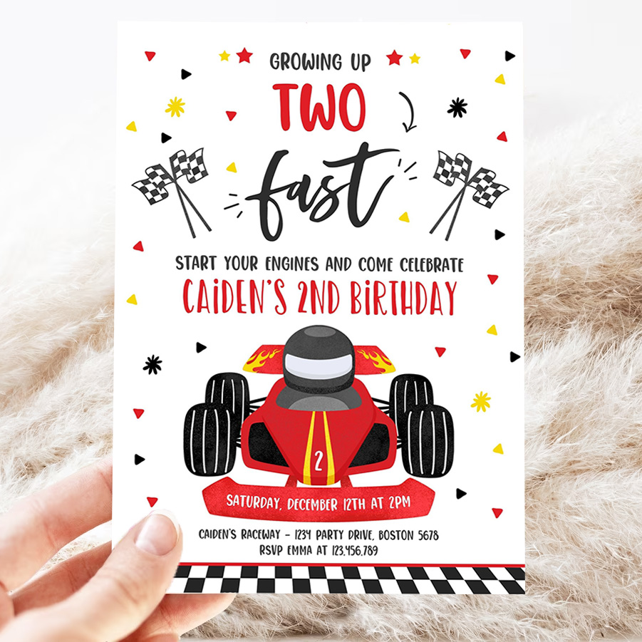 editable growing up two fast birthday invitation race car two fast birthday two fast boy race car 2nd birthday party 3