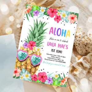 editable hawaiian luau birthday invitation pineapple 1st birthday party luau 1st birthday luau pineapple pool party 1