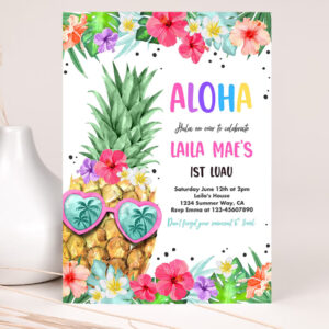 editable hawaiian luau birthday invitation pineapple 1st birthday party luau 1st birthday luau pineapple pool party 2