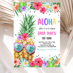 editable hawaiian luau birthday invitation pineapple 1st birthday party luau 1st birthday luau pineapple pool party 5