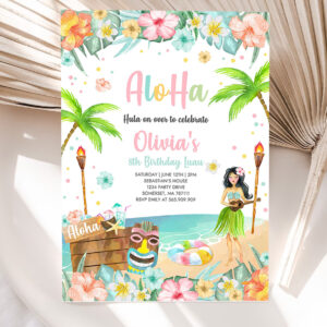 editable hawaiian luau birthday invitation tropical luau pool party birthday party hawaiian birthday luau pool party invitation 5