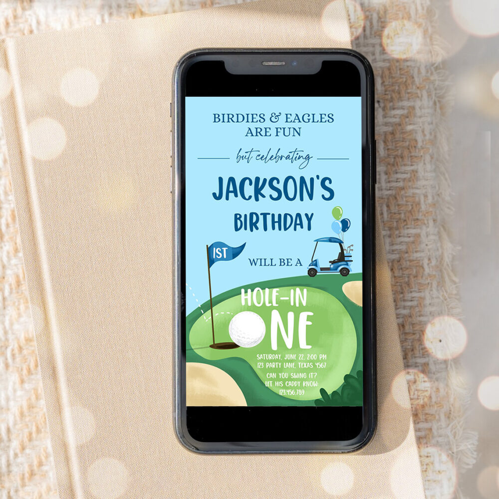 editable hole in one birthday evite golf first birthday par tee golf invite boy golf download electronic phone editable template 2