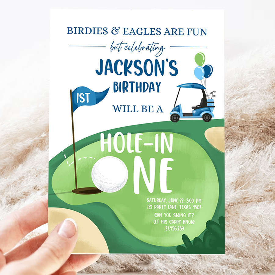 editable hole in one birthday invitation golf first birthday par tee golf invite boy golfing party birthday 3