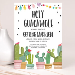 editable holy guacamole bridal shower invitation fiesta couples shower cactus succulent mexican 2