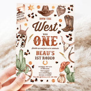editable how the west was one birthday party invitation cowboy birthday invitation wild west cowboy 1st rodeo birthday party 3