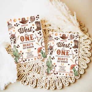 editable how the west was one birthday party invitation cowboy birthday invitation wild west cowboy 1st rodeo birthday party 7