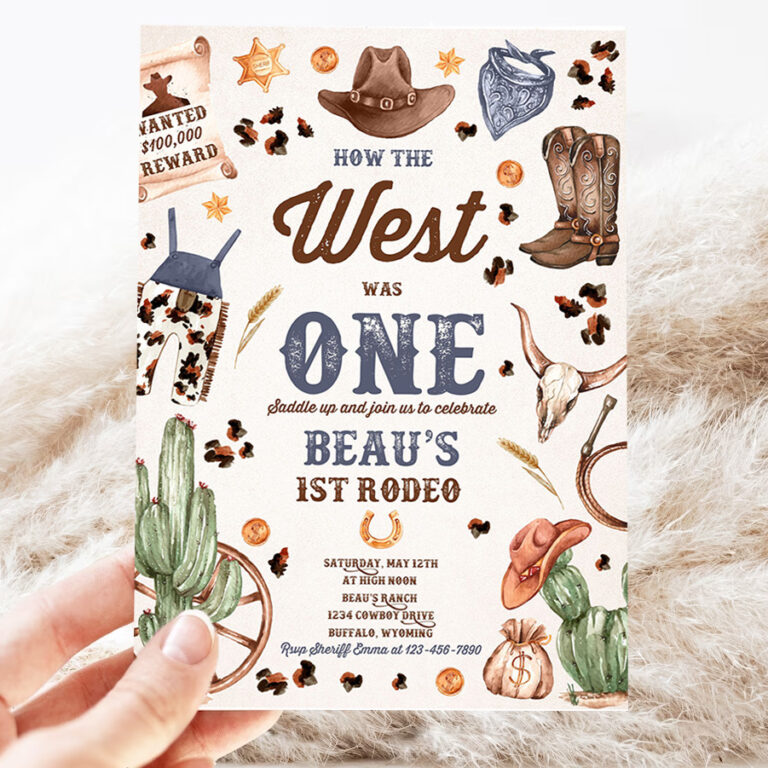 editable how the west was one birthday party invitation cowboy birthday party wild west cowboy 1st rodeo birthday 3