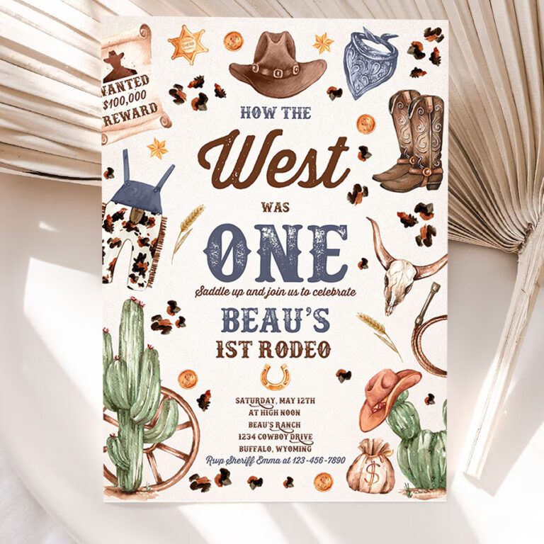 editable how the west was one birthday party invitation cowboy birthday party wild west cowboy 1st rodeo birthday 5