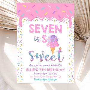 editable ice cream invitation seven is so sweet birthday invitation ice cream 7th birthday party sweet ice cream party 5