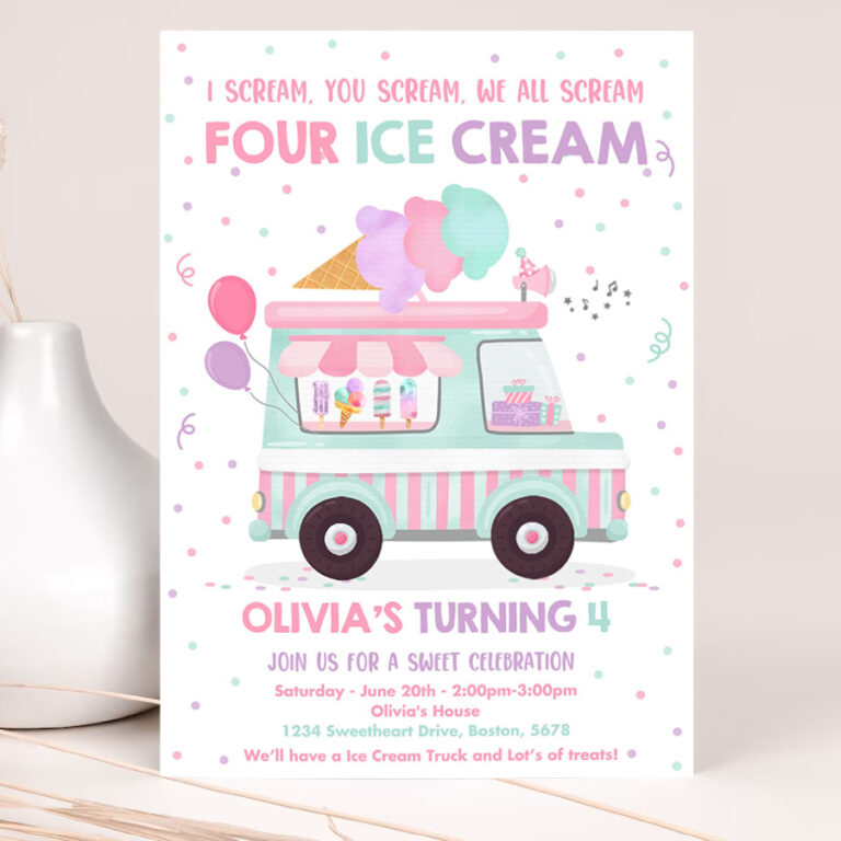 editable ice cream truck birthday invitation i scream you scream we all scream four ice cream 4th birthday party invites 2