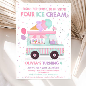 editable ice cream truck birthday invitation i scream you scream we all scream four ice cream 4th birthday party invites 5