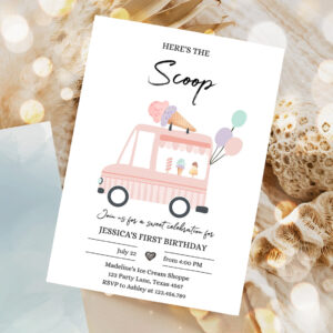 editable ice cream truck birthday invitation ice cream truck invite modern ice cream shoppe van the scoop invitation 1