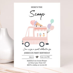 editable ice cream truck birthday invitation ice cream truck invite modern ice cream shoppe van the scoop invitation 2
