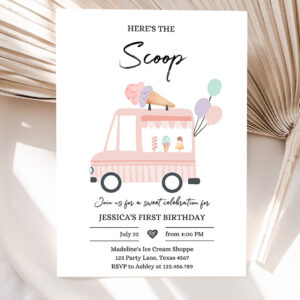 editable ice cream truck birthday invitation ice cream truck invite modern ice cream shoppe van the scoop invitation 5