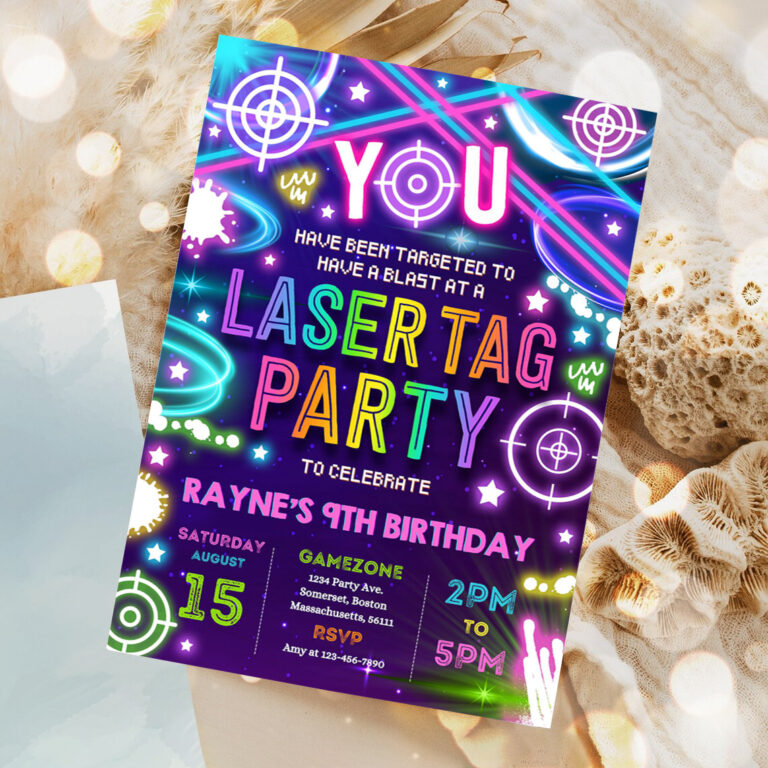 editable laser tag birthday party invitation neon glow laser tag birthday party neon glow laser quasar birthday party 1