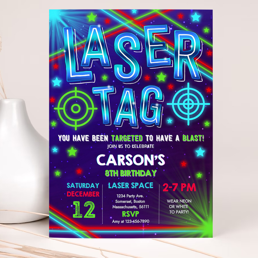 editable laser tag invitation neon laser tag birthday invitation glow laser tag birthday invitation boy neon glow laser party 2