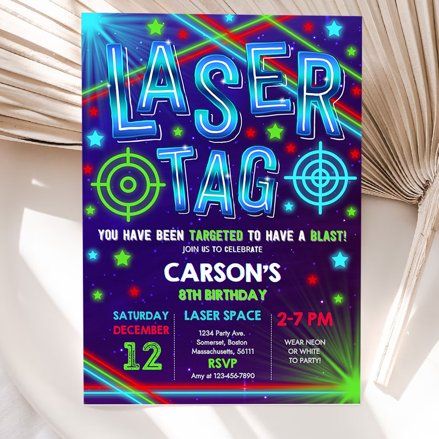 editable laser tag invitation neon laser tag birthday invitation glow laser tag birthday invitation boy neon glow laser party 5