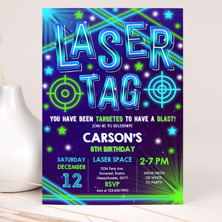 editable laser tag party invitation neon laser tag birthday invitation glow laser tag birthday party boy neon glow laser party 2