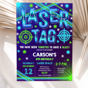 editable laser tag party invitation neon laser tag birthday invitation glow laser tag birthday party boy neon glow laser party 5