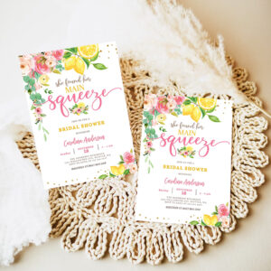 editable lemon bridal shower invitation pink floral citrus she found her main squeeze invite 6