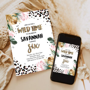 editable leopard print 14th birthday party invitation wild 14th birthday invitation leopard print jungle 14th birthday party 6