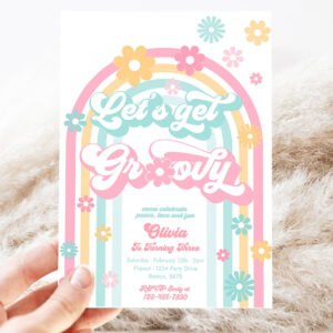 editable lets get groovy birthday party invitation peace love party hippie groovy rainbow party any age party 3