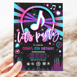 editable music birthday invitation music app teen tween birthday party invite musical app social media birthday party 3