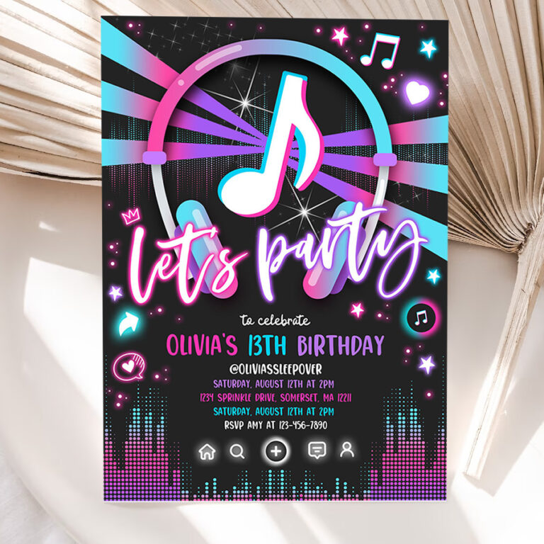 editable music birthday invitation music app teen tween birthday party invite musical app social media birthday party 5