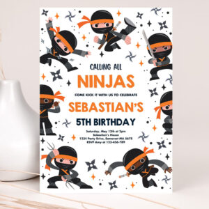 editable ninja birthday party invitation karate birthday invitation warrior birthday party martial arts ninja party invitation decor 2