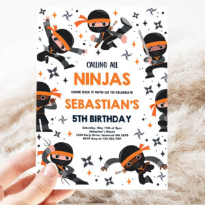 editable ninja birthday party invitation karate birthday invitation warrior birthday party martial arts ninja party invitation decor 3