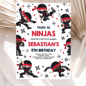 editable ninja birthday party invitation karate birthday invitation warrior birthday party martial ninja party 5