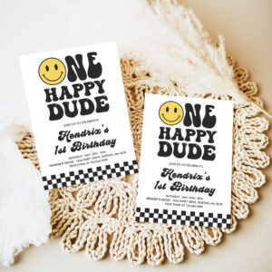 editable one happy dude birthday invitation smiley face 1st birthday invitation one cool dude 1st birthday hipster party invites 7