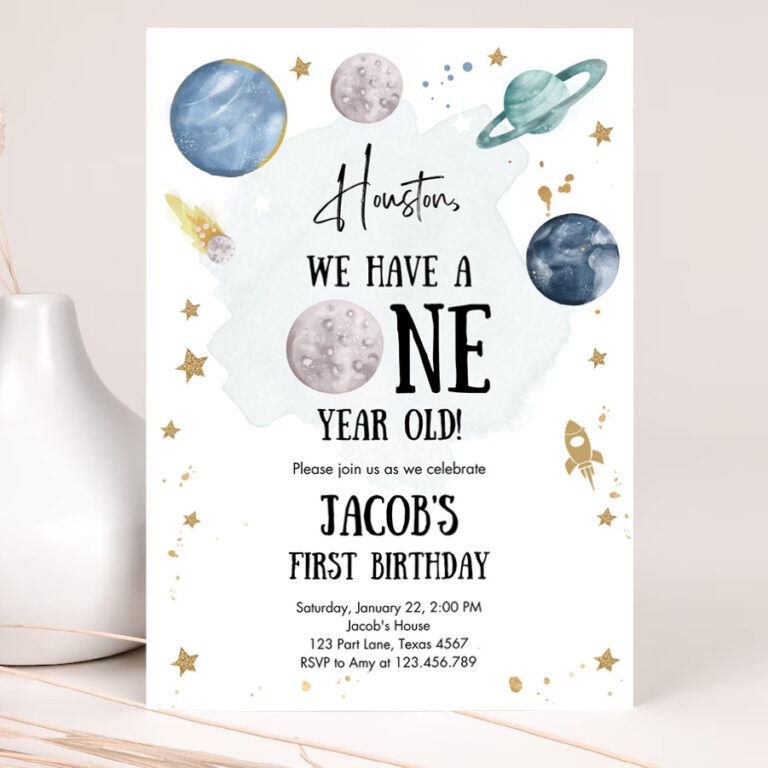 editable outer space first birthday invitation galaxy houston first trip around the sun one party 2