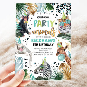 editable party animals birthday invitation leopard print safari animals birthday party invitation leopard 3