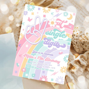 editable peace out single digits birthday party invitation groovy tween 10th birthday hippie 70s double digits birthday 1