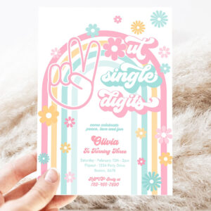 editable peace out single digits birthday party invitation groovy tween 10th birthday hippie 70s double digits birthday party invite 3