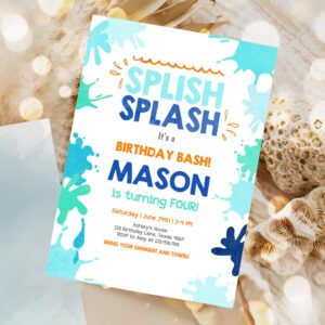 editable pool party invitation splish splash birthday invite pool party bash beach swimming summer invite 1