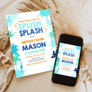 editable pool party invitation splish splash birthday invite pool party bash beach swimming summer invite 6